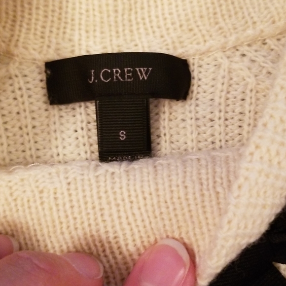 NWOT JCrew Cream Sweater with Black Bow at Neck - Picture 2 of 5